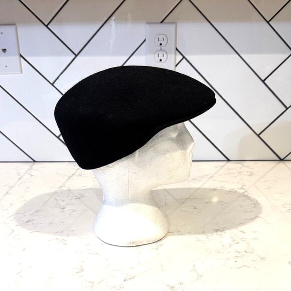 Scala black wool newsboy cap Peaky Blinders minimalist size S/M 23” unisex - Picture 4 of 7